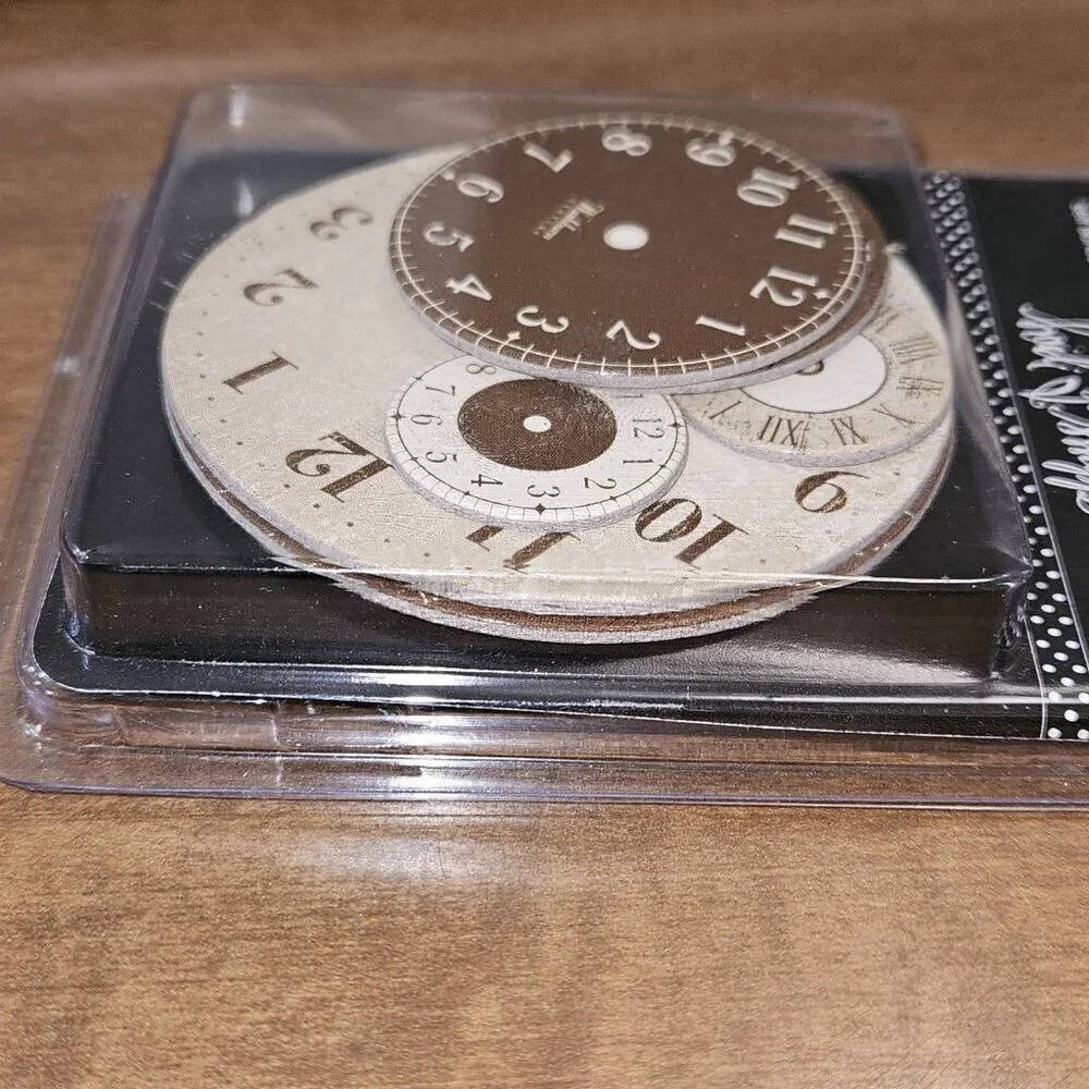 NEW Heidi Swapp 6 Brown Clocks Self Adhesive Chipboard Ornaments Scrapbooking